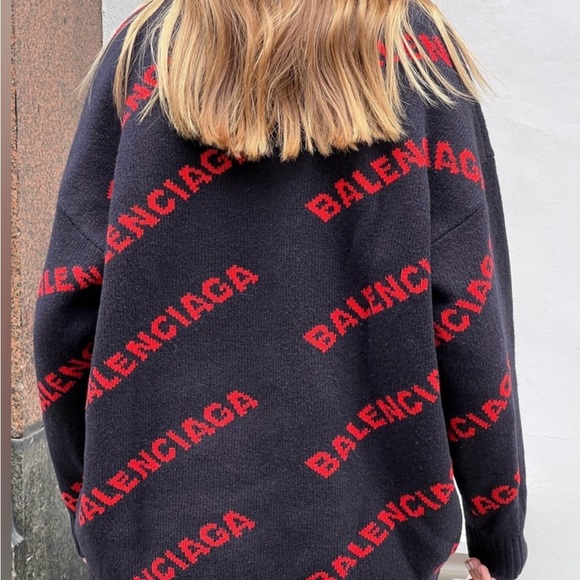 Balenciaga Jumper/Sweater in dark blue & red. Size: S. - Picture 7 of 12